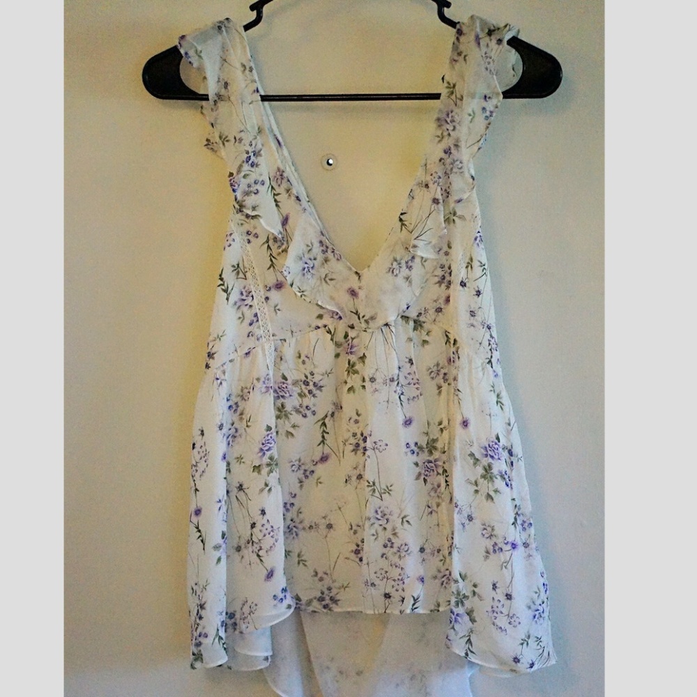 Zara floral chiffon tank top
